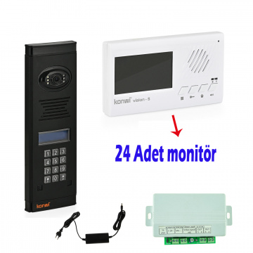 Görüntülü Diafon Seti Apartman Tipi 24 Daire Set Vsions 4,3 Monitör Zil paneli şifreli Kameralı 60w